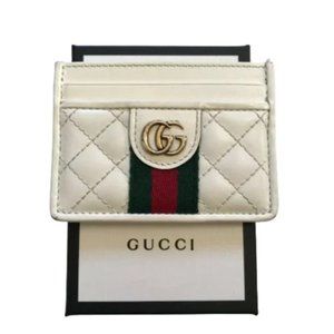 Gucci White Quilted Card Holder